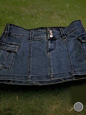 Urban Outfitters Denim Mini Skirt Womens S Blue Cotton Button Pockets Solid